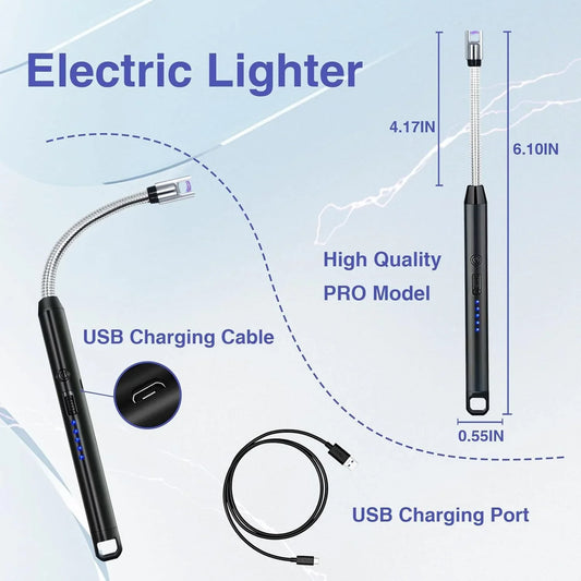 Rechargeable Electric Lighter for Kitchen Cooking Gas Stove , 360° Flexible Neck Arc Lighter Plasma Flameless Windproof USB Lighter - 400 Uses in Single Charge