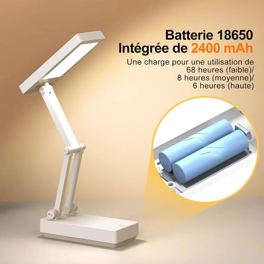 Desk Lamp, Wireless Table Lamp, Portable & Foldable Lamp, Upto 8 hours Battery Time Bedside Lamp with 3 Brightness & Dimmable, Rechargeable LED Lamp