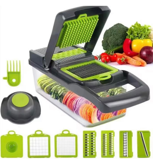 Vegetable Chopper, Pro Onion Chopper, Multifunctional 16 in 1 Food Premium Kitchen Copper-Infused Vegetable Cutter With 12 Blades, Bread Slicer, Cutter, Home Essential
