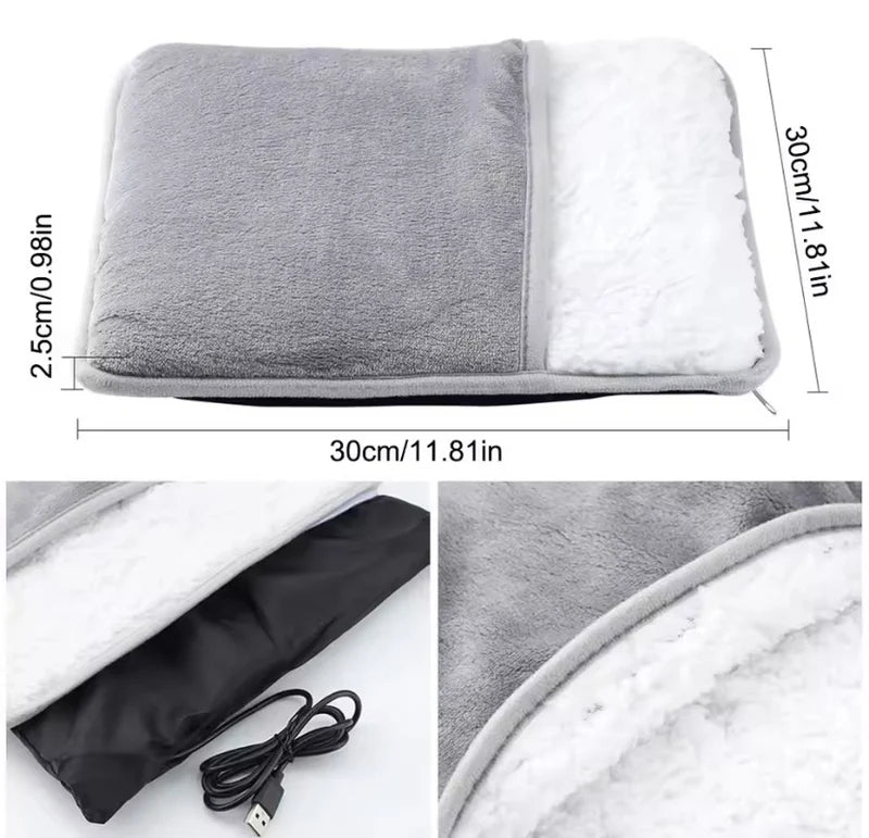 USB Plush Foot Warmer – Soft & Washable Heating Pad