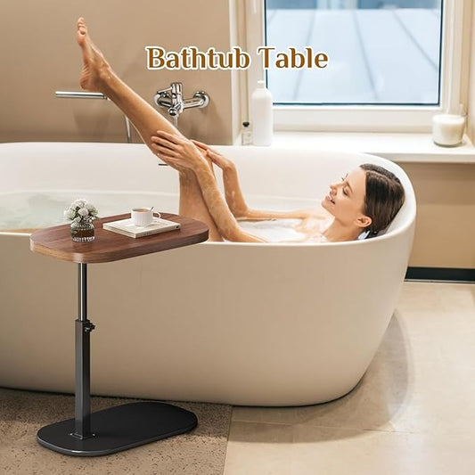 C-Shaped Adjustable Side Table with 360° Swivel Top