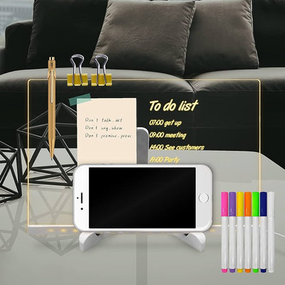 DIY 3D Acrylic Writing Pad with 7 Pen Message Board Rewritable Table Lamp for Study Led Light Office Home Decor Gift