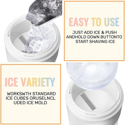 Manual Ice Crusher Machine with Ice Box Mold for Home Portable Ice Shaver Snow Cone Ice Gola Cocktails Slush Maker Grinder Machine BPA Free Ice Hand-Cranked for Kitchen Gadgets Ice Blender