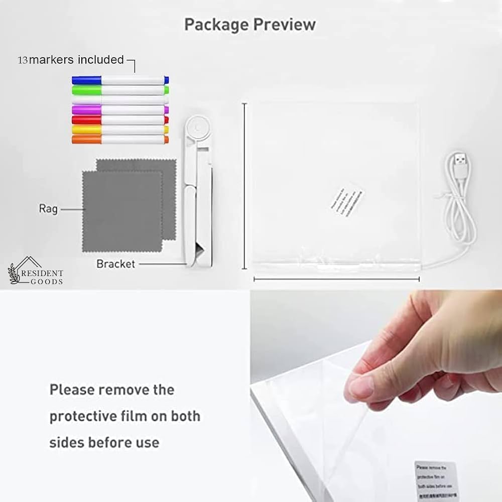 DIY 3D Acrylic Writing Pad with 7 Pen Message Board Rewritable Table Lamp for Study Led Light Office Home Decor Gift