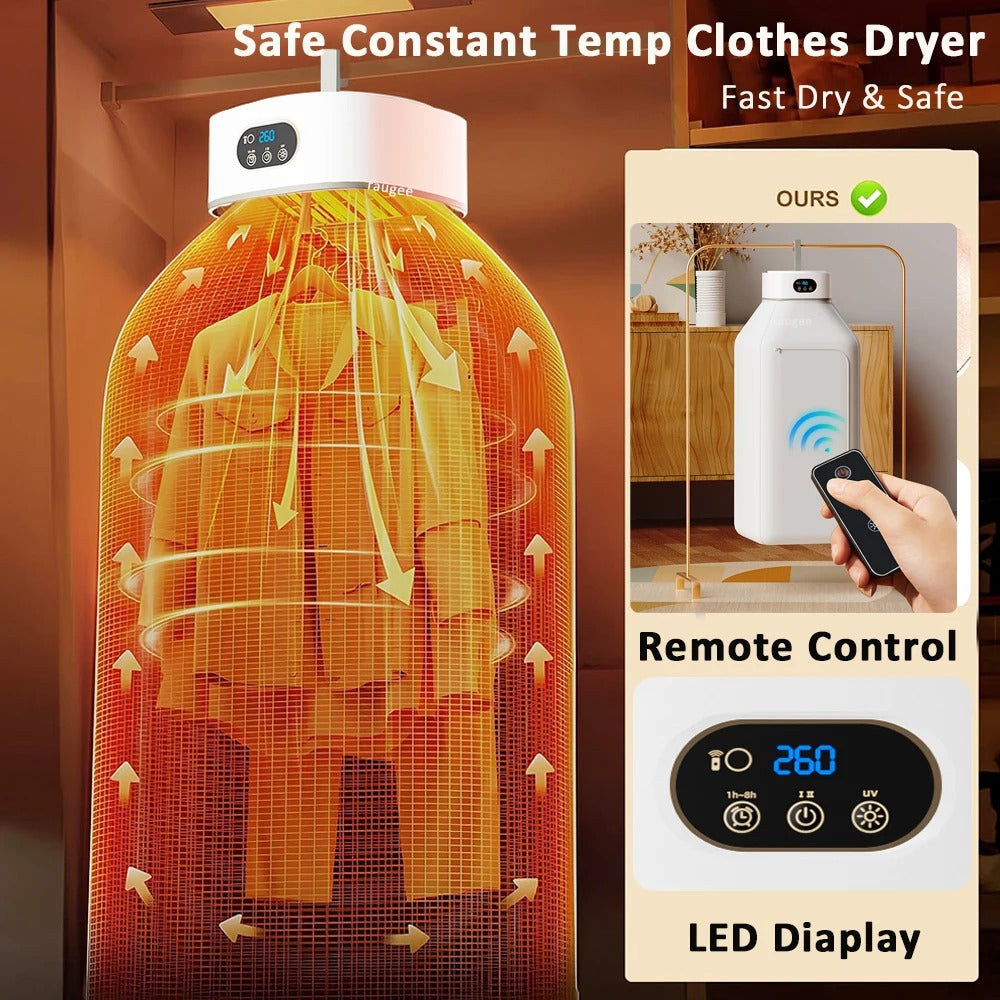 Portable Electric Clothes Dryer with UV Sterilization & Remote Control