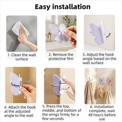 🦋 4-Piece Heavy-Duty Rotatable Adhesive Hooks