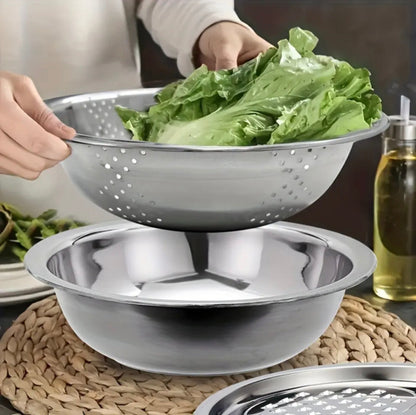 3 in 1 Kitchen Colander Bowl & Grater, Multifunctional Vegetable Slicer Graters, Thickened Drainage Basin