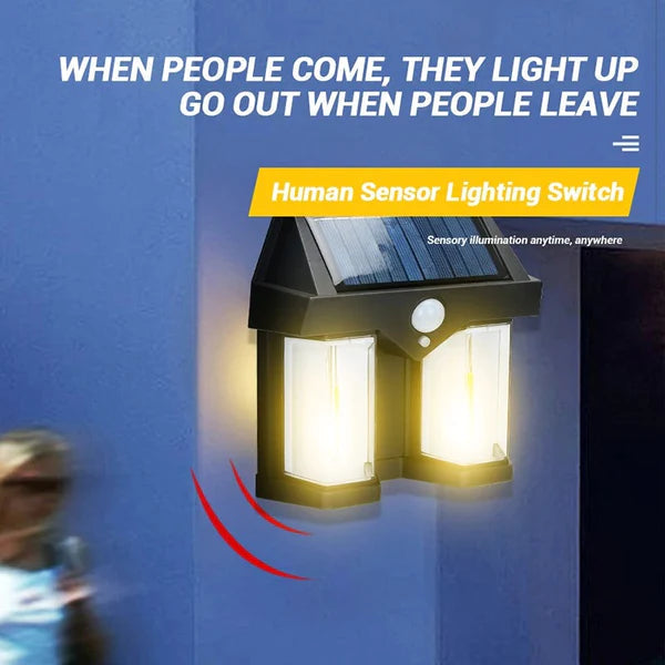 Dual Solar Wall Lamp CL-228 – Infrared Motion Sensor & Dual Light Design Large Solar Plate