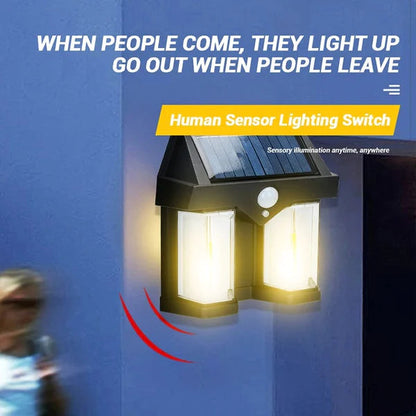 Dual Solar Wall Lamp CL-228 – Infrared Motion Sensor & Dual Light Design Large Solar Plate