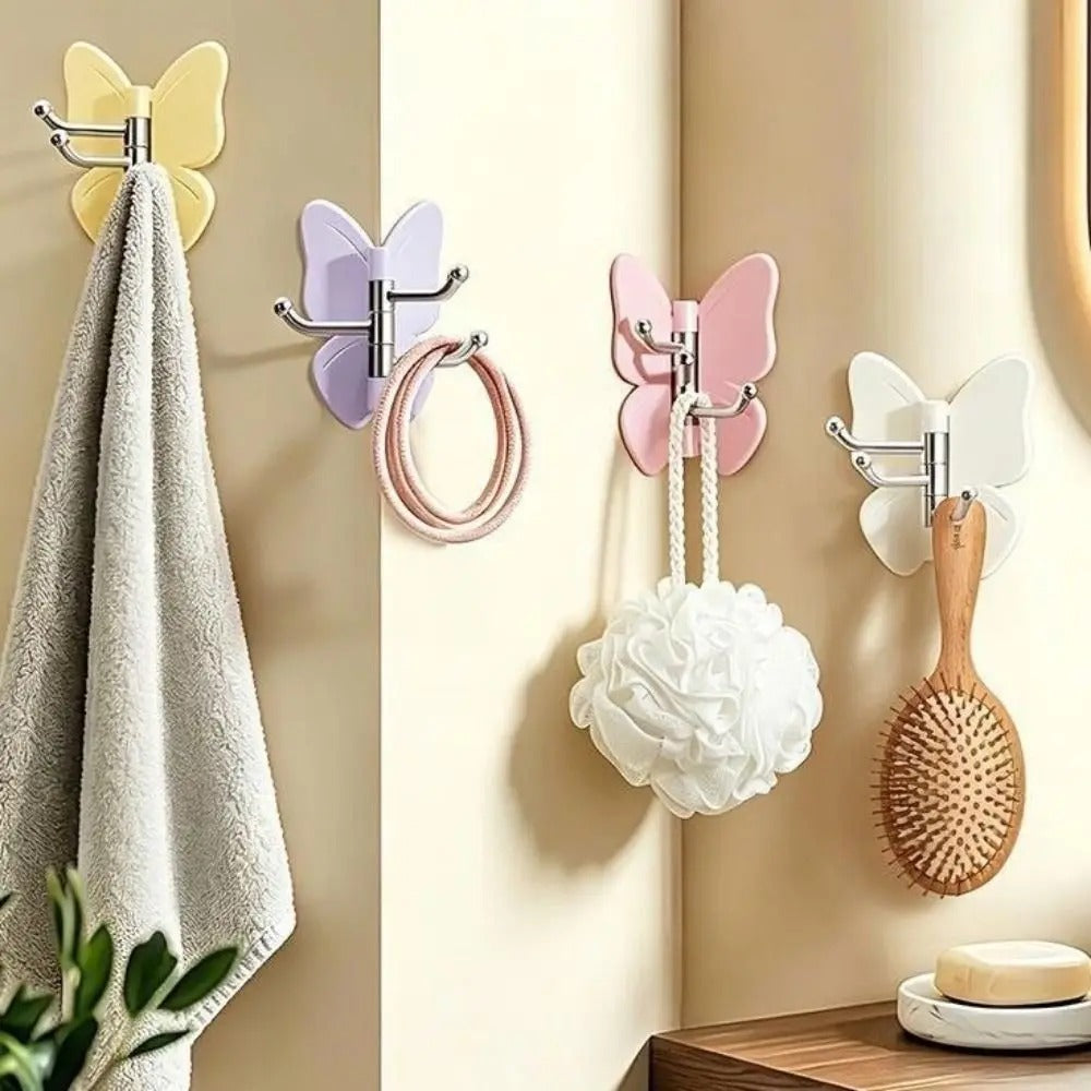 🦋 4-Piece Heavy-Duty Rotatable Adhesive Hooks