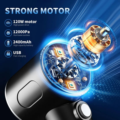 3 in 1 Car Vacuum Cleaner, 12000PA High Power Handheld Vacuum Cordless Portable Mini Vacuum Cleaner Car Accessories, Compressed Air Duster Keyboard Cleaner for Car,Desktop,Pet Hair Cleaning