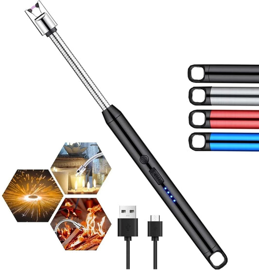 Rechargeable Electric Lighter for Kitchen Cooking Gas Stove , 360° Flexible Neck Arc Lighter Plasma Flameless Windproof USB Lighter - 400 Uses in Single Charge