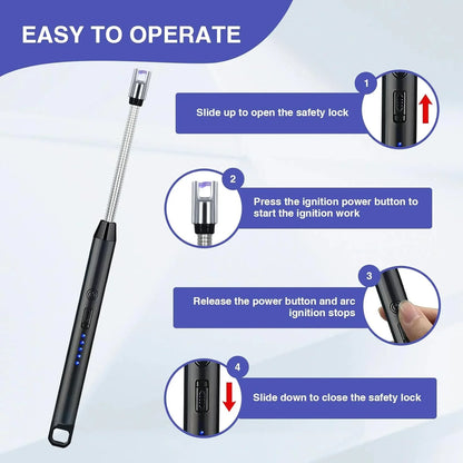 Rechargeable Electric Lighter for Kitchen Cooking Gas Stove , 360° Flexible Neck Arc Lighter Plasma Flameless Windproof USB Lighter - 400 Uses in Single Charge