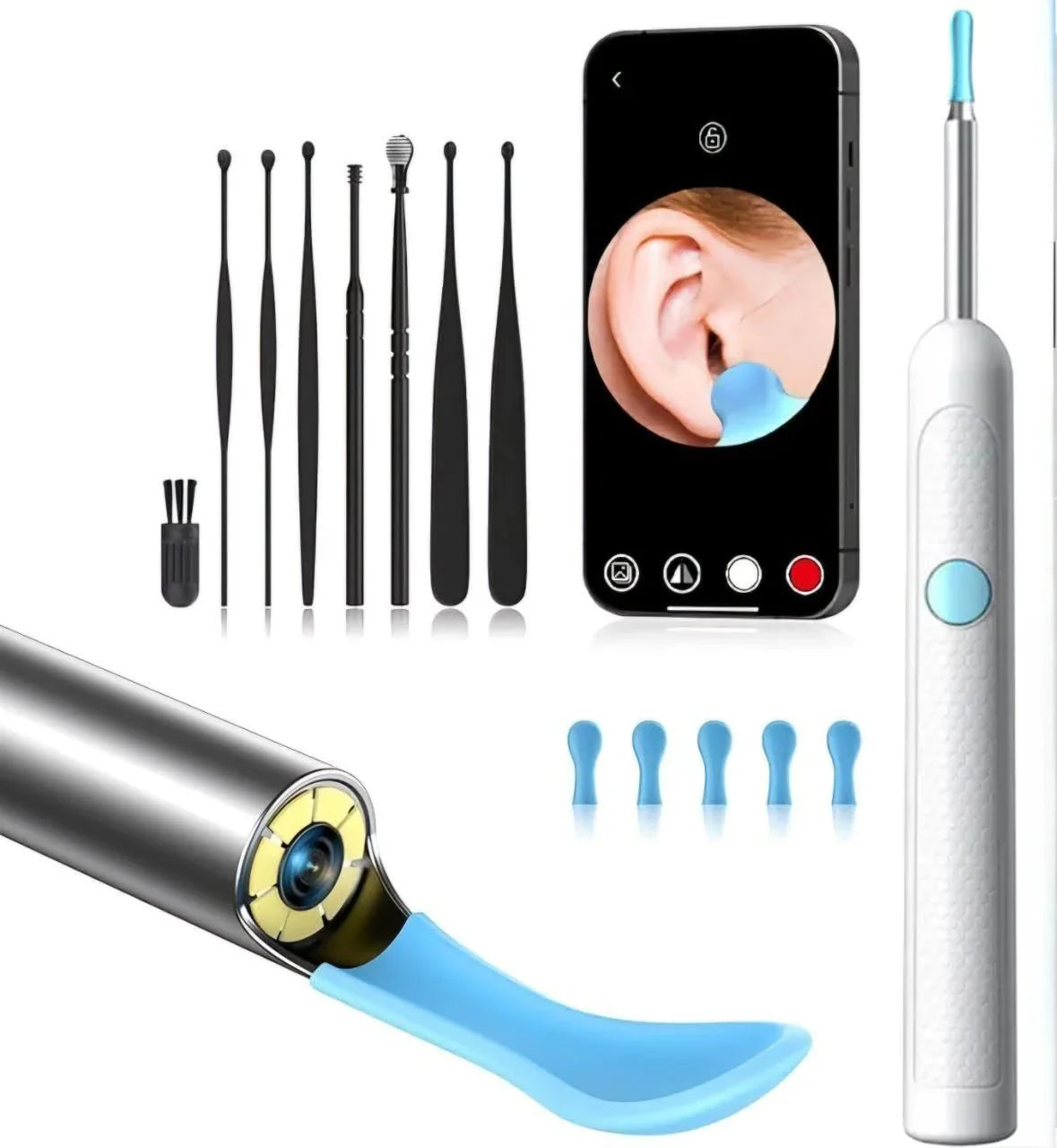 Ear wax cleaner tool kit with 1080P camera WIFI & LED Light Rechargeable portable Baby Children adults gift gadget for IOS & Android
