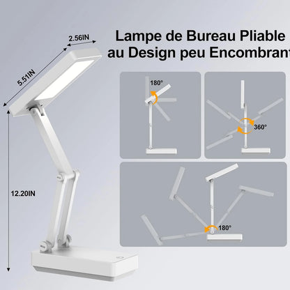 Desk Lamp, Wireless Table Lamp, Portable & Foldable Lamp, Bedside Lamp with 3 Brightness & Dimmable, Rechargeable LED Lamp, 2400 mAh for Bedroom, Reading, Office