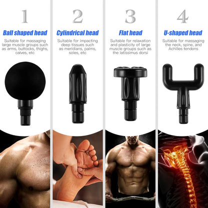 Handheld Muscle Massage Gun Deep Tissue Percussion Muscle Massager Gun Cordless Electric Massagers Neck Back with Massage Head for Workout Relaxation Sore Muscle and Stiffness