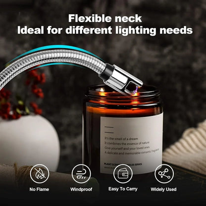 Rechargeable Electric Lighter for Kitchen Cooking Gas Stove , 360° Flexible Neck Arc Lighter Plasma Flameless Windproof USB Lighter - 400 Uses in Single Charge