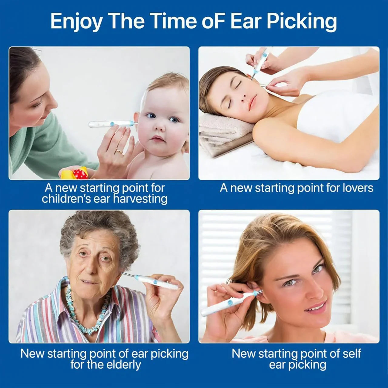 Ear wax cleaner tool kit with 1080P camera WIFI & LED Light Rechargeable portable Baby Children adults gift gadget for IOS & Android