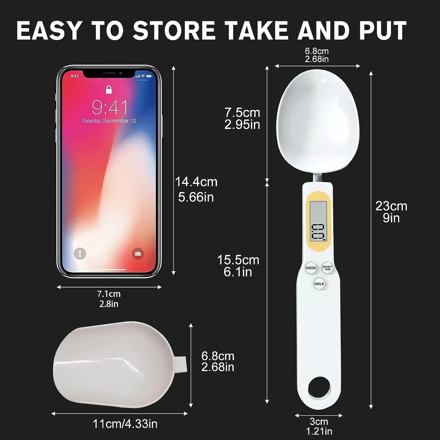Digital Spoon Scale Electronic Measuring Spoon, Food Coffee Weigh Scale High Precision for Home 500/0.1g, Digital Food Spoon Scale, Kitchen Scales with LCD Display