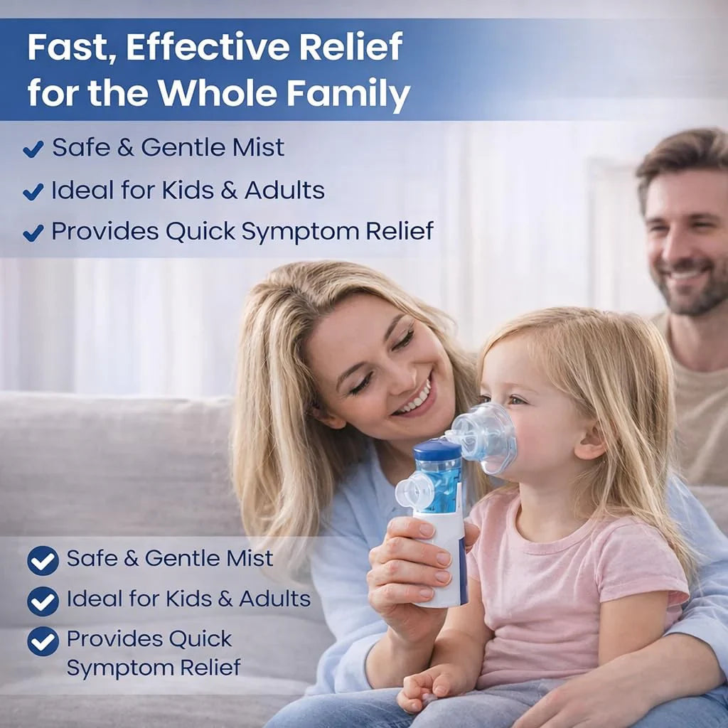 Nebulizer - Portable Mesh Nebulizer for Adults & Kids, Handheld Nebulizer with Low Noise, Fast Mist Therapy for Cough, Cold & Asthma, Portable Nebulizer for Home Use, Nebulizer, Mesh Inhalators
