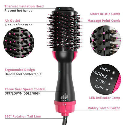 One Step Hot Air Brush 4 in 1 Hair Dryer And Styler Volumizer For Women Straightening, Curling, Salon Negative Ion Ceramic Blow Dryer Brush For All Hair Types, 1200WAtts, Multicolour