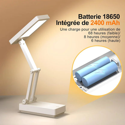 Desk Lamp, Wireless Table Lamp, Portable & Foldable Lamp, Bedside Lamp with 3 Brightness & Dimmable, Rechargeable LED Lamp, 2400 mAh for Bedroom, Reading, Office