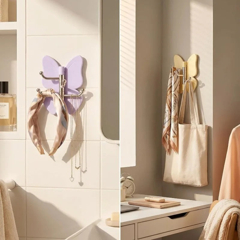 🦋 4-Piece Heavy-Duty Rotatable Adhesive Hooks