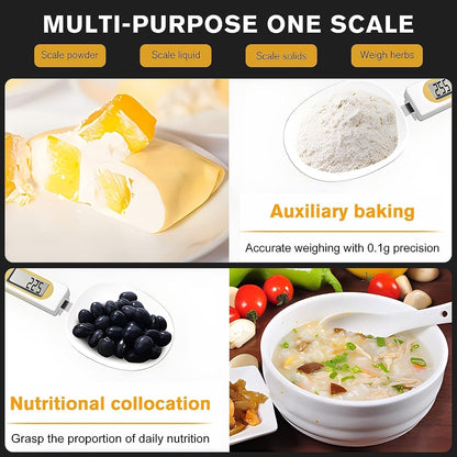 Digital Spoon Scale Electronic Measuring Spoon, Food Coffee Weigh Scale High Precision for Home 500/0.1g, Digital Food Spoon Scale, Kitchen Scales with LCD Display