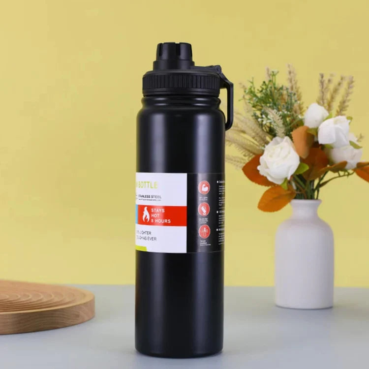800ml Stainless Steel Leak-Proof Thermal Water Bottle with Infuser and Handle for Hot or Cold Water, Ideal for Gym, Training, and Walking