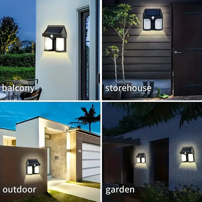 Dual Solar Wall Lamp CL-228 – Infrared Motion Sensor & Dual Light Design Large Solar Plate