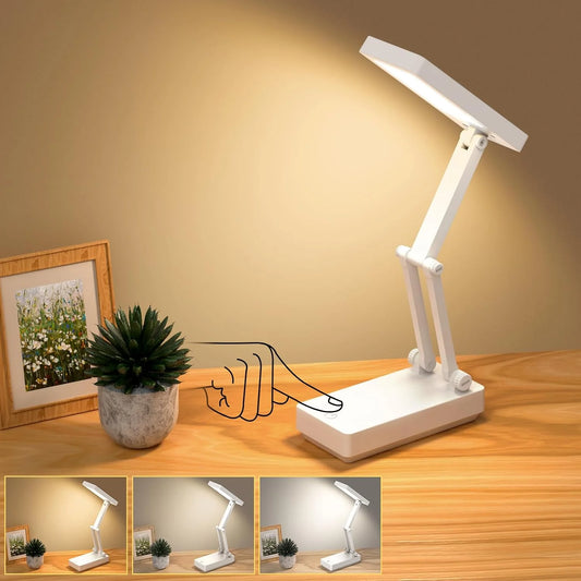 Desk Lamp, Wireless Table Lamp, Portable & Foldable Lamp, Upto 8 hours Battery Time Bedside Lamp with 3 Brightness & Dimmable, Rechargeable LED Lamp