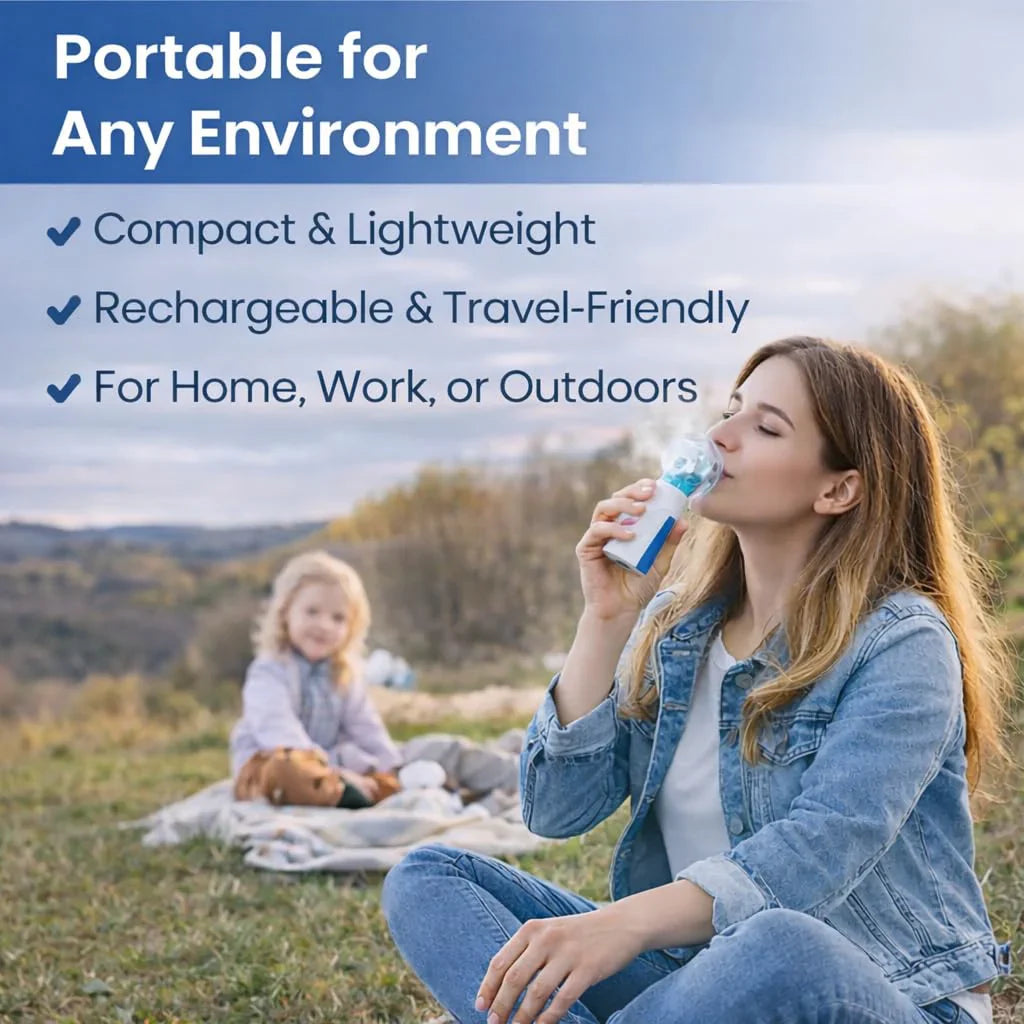 Nebulizer - Portable Mesh Nebulizer for Adults & Kids, Handheld Nebulizer with Low Noise, Fast Mist Therapy for Cough, Cold & Asthma, Portable Nebulizer for Home Use, Nebulizer, Mesh Inhalators