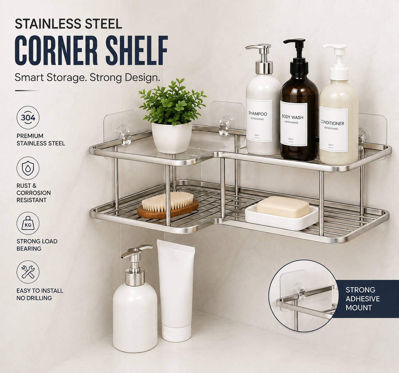 Modern Bathroom Corner Organizer