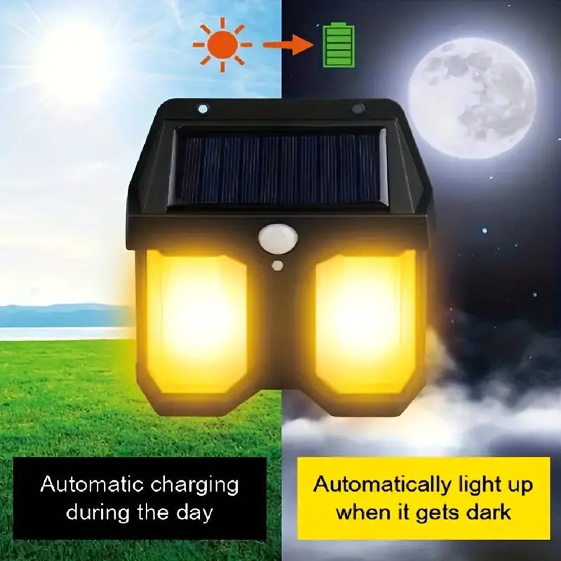 Dual Solar Wall Lamp CL-228 – Infrared Motion Sensor & Dual Light Design Large Solar Plate