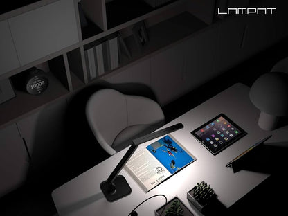 Lampat Dimmable LED Desk Lamp, 4 Lighting Modes (Reading/Studying/Relaxation/Bedtime), 5-Level Dimmer, Touch-Sensitive Control Panel, 1-Hour Auto Timer, 5V/1A USB Charging Port, Piano Black