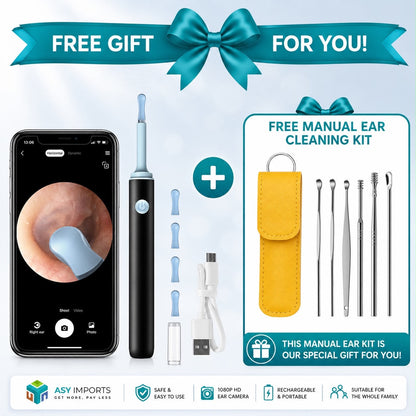 Ear wax cleaner tool kit with 1080P camera WIFI & LED Light Rechargeable portable Baby Children adults gift gadget for IOS & Android