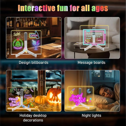 DIY 3D Acrylic Writing Pad with 7 Pen Message Board Rewritable Table Lamp for Study Led Light Office Home Decor Gift
