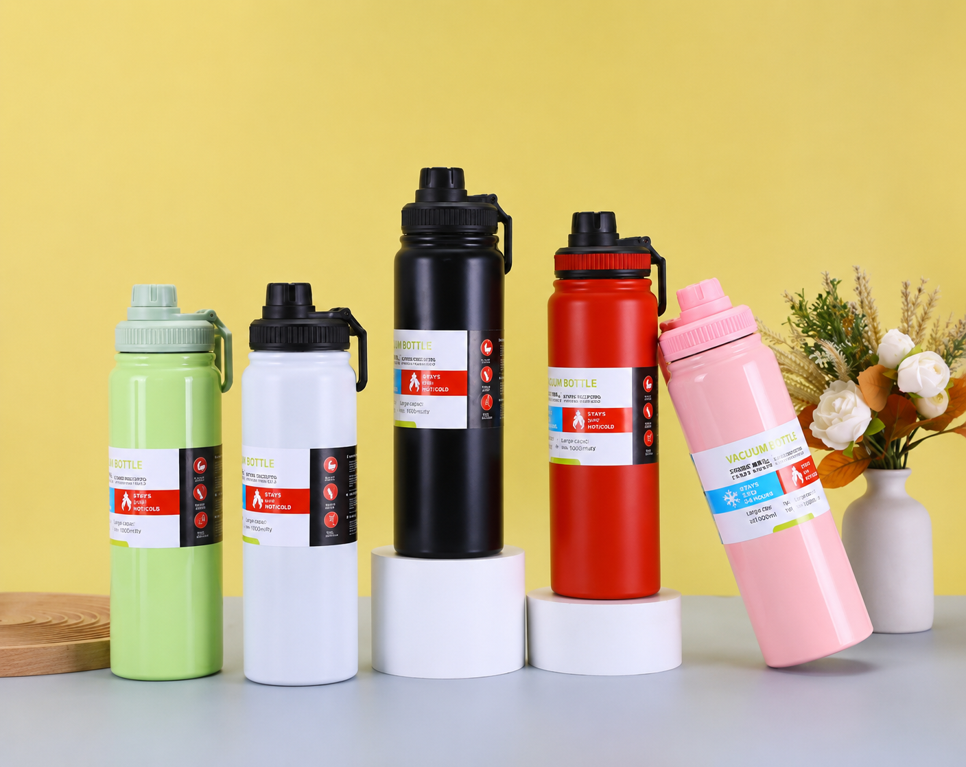 800ml Stainless Steel Leak-Proof Thermal Water Bottle with Infuser and Handle for Hot or Cold Water, Ideal for Gym, Training, and Walking