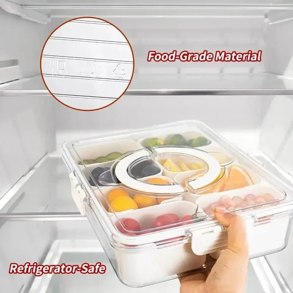 8-Compartment Snack Box with Lid & Handle – Portable Food Organizer