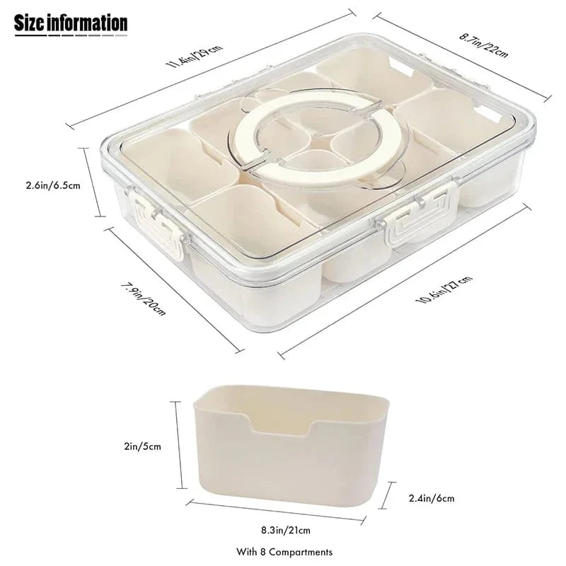 8-Compartment Snack Box with Lid & Handle – Portable Food Organizer