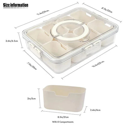 8-Compartment Snack Box with Lid & Handle – Portable Food Organizer