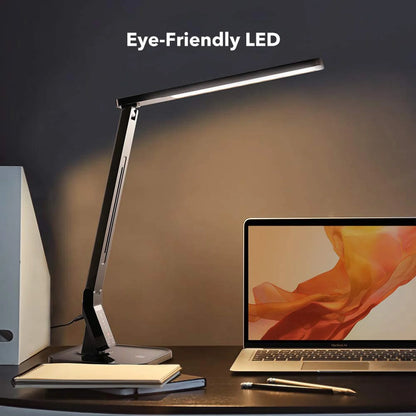 Lampat Dimmable LED Desk Lamp, 4 Lighting Modes (Reading/Studying/Relaxation/Bedtime), 5-Level Dimmer, Touch-Sensitive Control Panel, 1-Hour Auto Timer, 5V/1A USB Charging Port, Piano Black