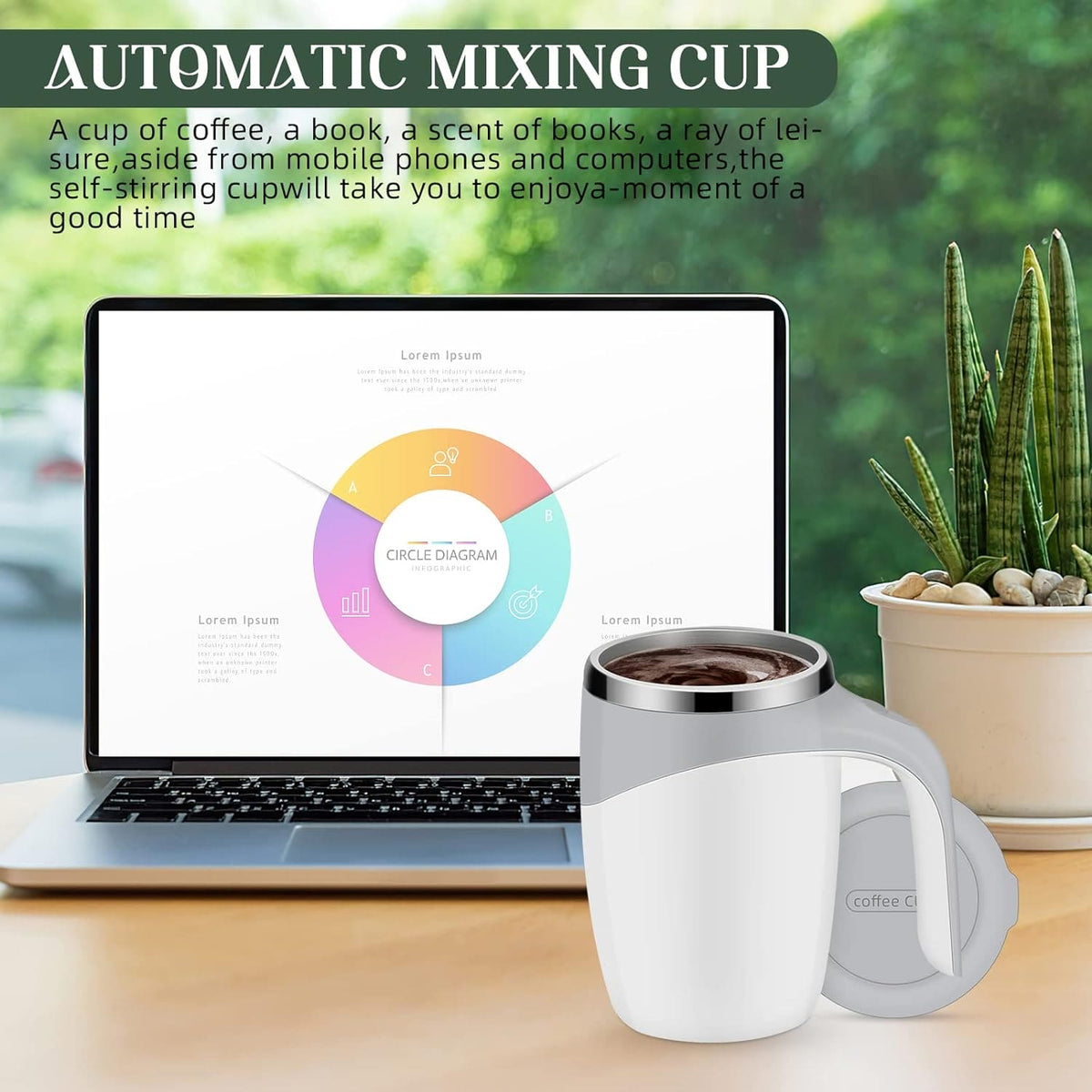 Automatic Magnetic Self Stirring Coffee Cup