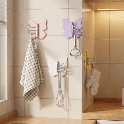 🦋 4-Piece Heavy-Duty Rotatable Adhesive Hooks