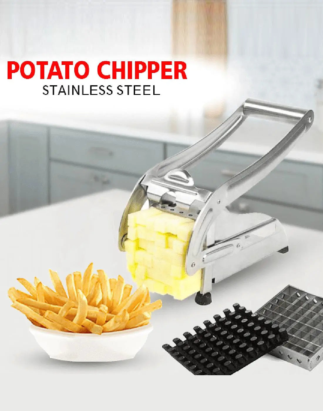 Heavy Duty Stainless Steel French Fry Cutter & Vegetable Slicer