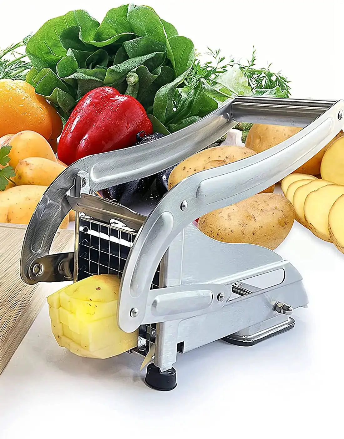 Heavy Duty Stainless Steel French Fry Cutter & Vegetable Slicer