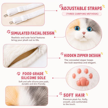 Fluffy Meow™ Realistic Plush Cat Crossbody Bag