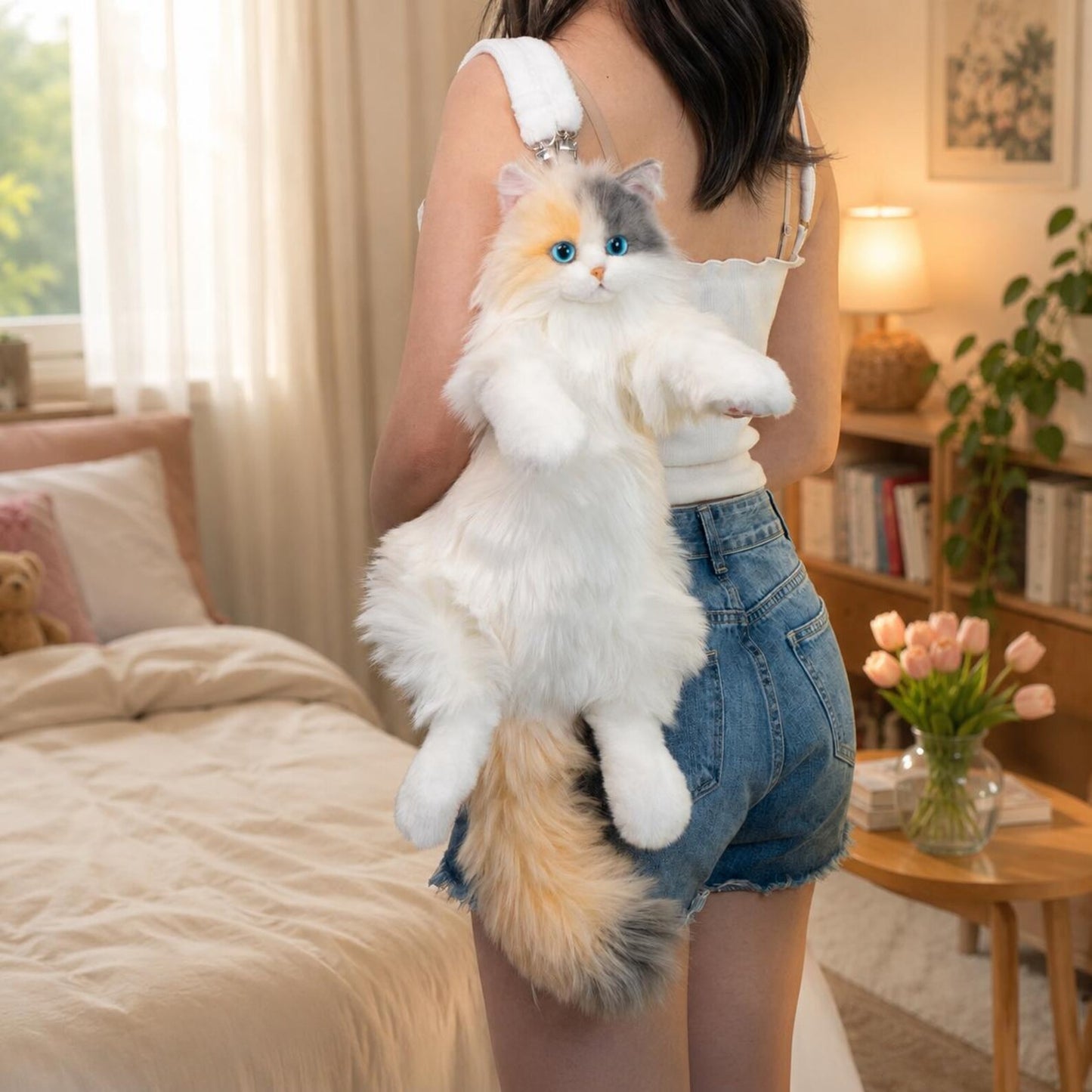 Fluffy Meow™ Realistic Plush Cat Crossbody Bag