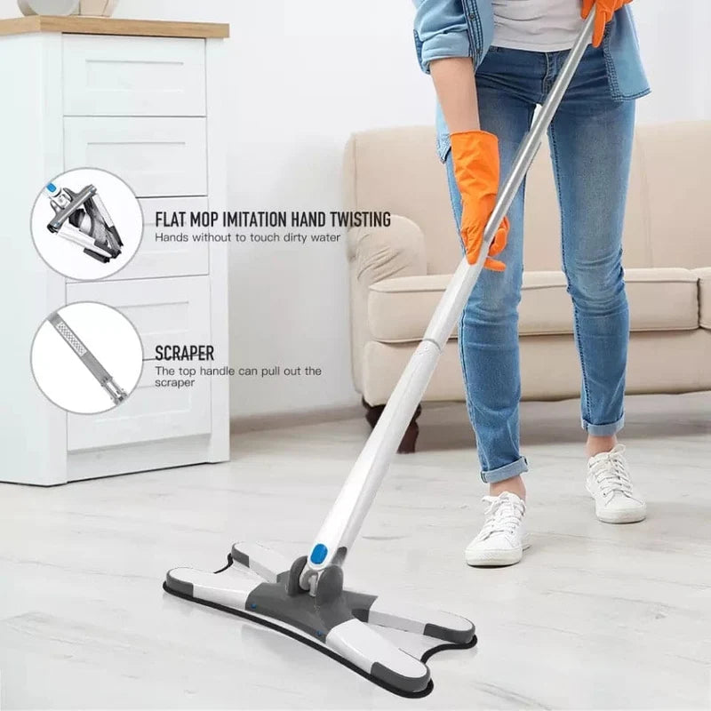360° Rotating Microfiber Floor Mop – X-Type Flat Mop