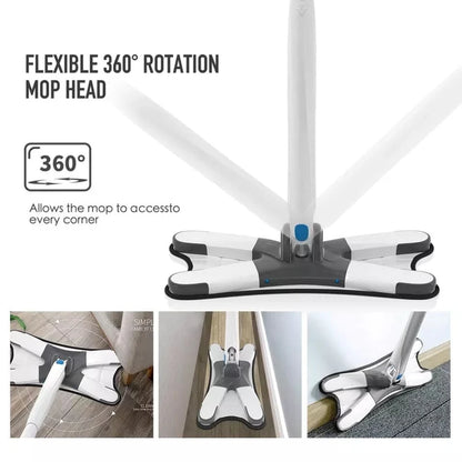 360° Rotating Microfiber Floor Mop – X-Type Flat Mop